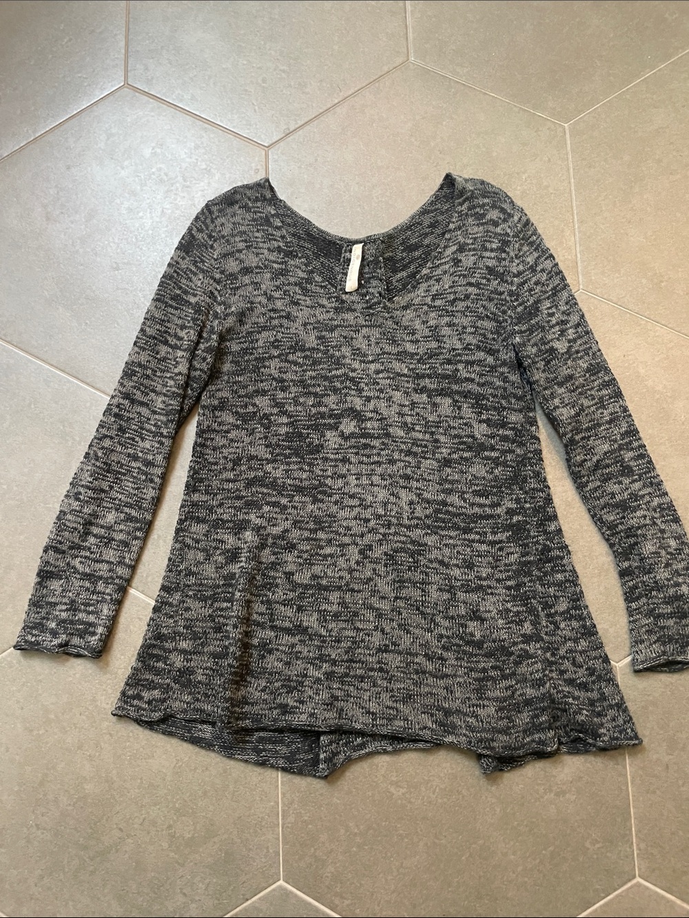 Indigenous Peru Marled Black & Gray Sweater Organic Cotton L